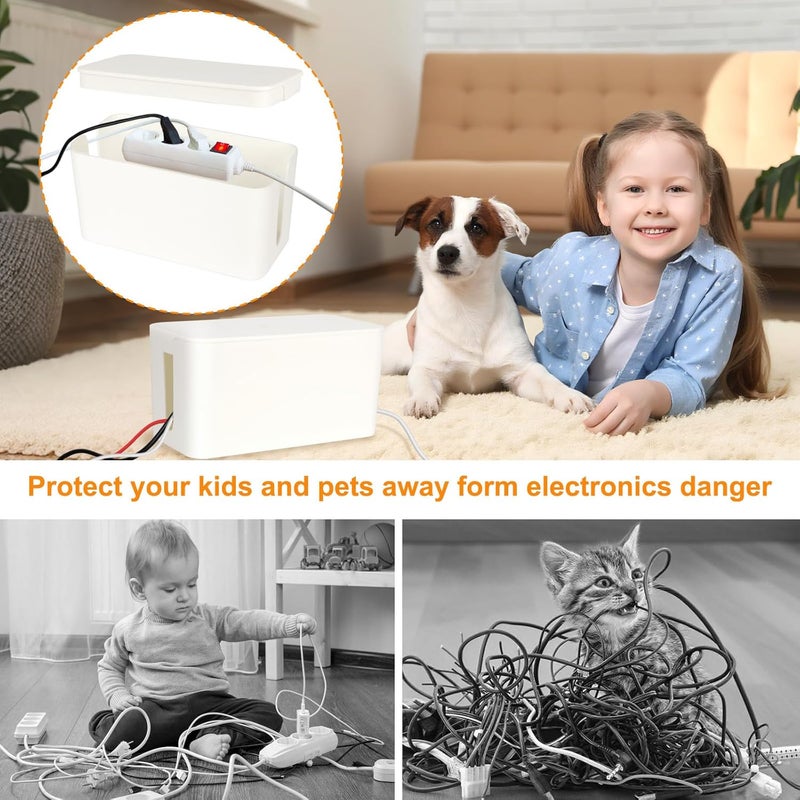 Resulzon Cable Management Cord Cover Wire Hider Box Concealer Organizer Protector System for Home Theater Entertainment Center Office School (Mini,White) - Image 2