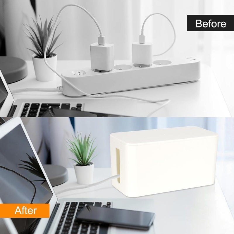 Resulzon Cable Management Cord Cover Wire Hider Box Concealer Organizer Protector System for Home Theater Entertainment Center Office School (Mini,White) - Image 5