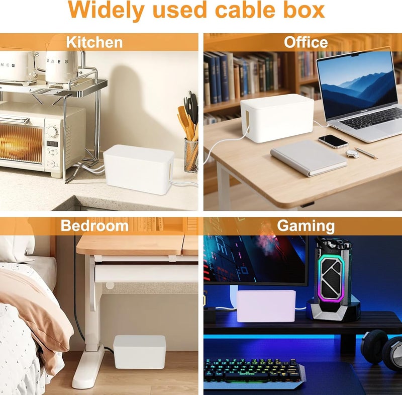 Resulzon Cable Management Cord Cover Wire Hider Box Concealer Organizer Protector System for Home Theater Entertainment Center Office School (Mini,White) - Image 4