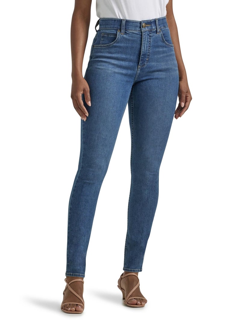 Lee Womens Ultra Lux Comfort with Flex Motion High Rise Skinny Jeans, Blue Format, 14 US - Image 1