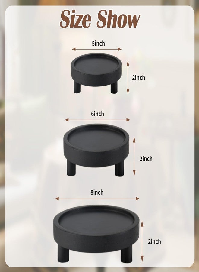 Destop 3PCS Wooden Display Risers for Display,Wood Riser Display Pedestal Stand for Home Décor (Modern Black,8,6,5'') - Image 2