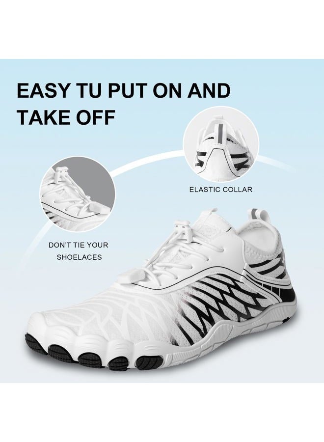 ELETON Hike Barefoot Shoes Womens Men Footwear,Pro-Healthy&Non-Slip Water Shoe for Women Men, Wide Toe Running Shoes Boots Sneakers Unisex, Whiteblacka, 9.5 Women/8 Men - Image 3