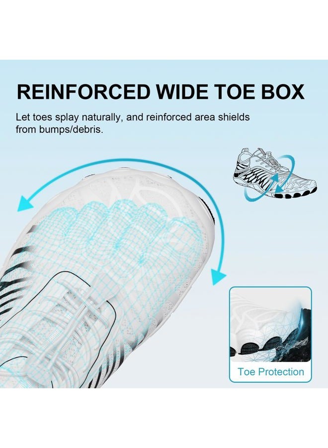 ELETON Hike Barefoot Shoes Womens Men Footwear,Pro-Healthy&Non-Slip Water Shoe for Women Men, Wide Toe Running Shoes Boots Sneakers Unisex, Whiteblacka, 9.5 Women/8 Men - Image 5