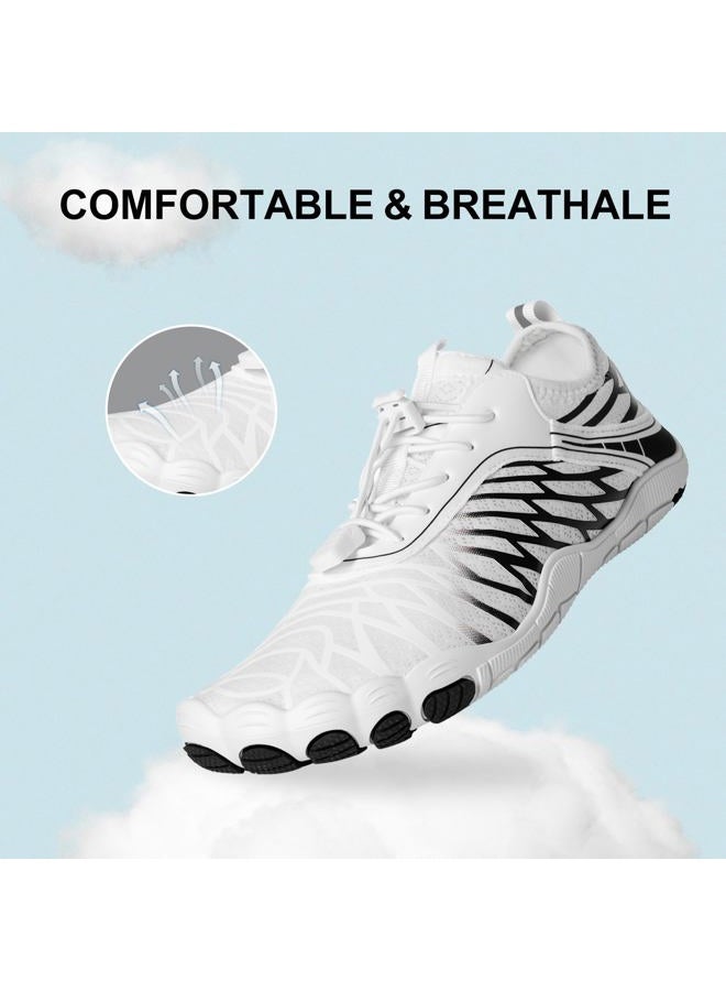 ELETON Hike Barefoot Shoes Womens Men Footwear,Pro-Healthy&Non-Slip Water Shoe for Women Men, Wide Toe Running Shoes Boots Sneakers Unisex, Whiteblacka, 9.5 Women/8 Men - Image 4