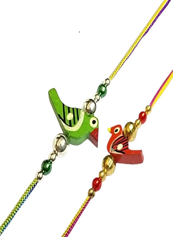 Krishna Rakhi for brother bhaiya kids designer rakhi for rakshabandhan with wooden birds envoirnment eco friendly combo set - Image 1
