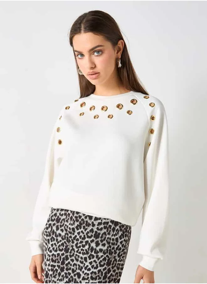 2Xtremz 2Xtremz Eyelet Detail Sweatshirt with Long Sleeves