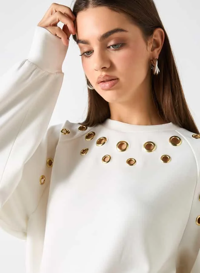 2Xtremz 2Xtremz Eyelet Detail Sweatshirt with Long Sleeves