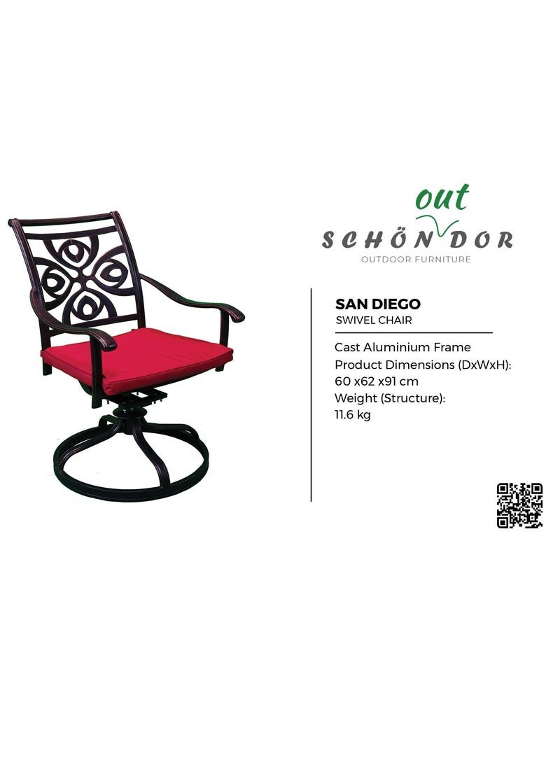 Schondor Furniture San Diego | Swivel Chair | Outdoor Furniture | Made in Aluminum Cast | Patio | Garden | Backyard | Restaurants  - Image 5