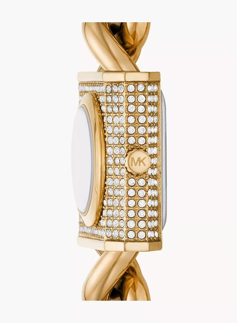 ام كي ساعة  Chain Lock بثلاثة عقارب من الفولاذ المقاوم للصدأ باللون الذهبي - 4711 - Image 3