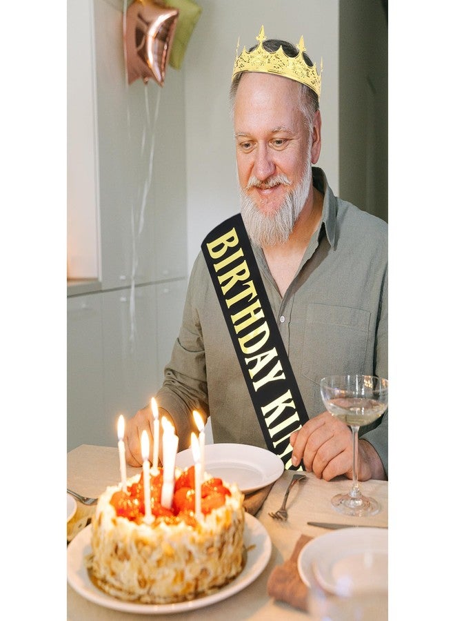 CIEHER King Crown & Sash for Men Boys - Vintage Baroque Prom Tiara, Birthday Gift & Decorations - Image 2