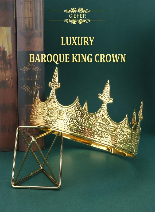 CIEHER King Crown & Sash for Men Boys - Vintage Baroque Prom Tiara, Birthday Gift & Decorations - Image 4