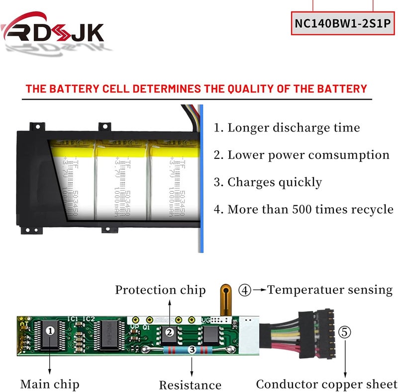 NC140BW1-2S1P 0813002 Laptop Battery for Lenovo IdeaPad 100S 14" 100S-14IBR 80R9 80R9002WGE 80R90050GE 80R900NVGE Series NC14OBW1-2S1P 5B10K65026 BSNO427488-01 5B10L06248 2ICP4/58/145 7.6V 31.92Wh - Image 4