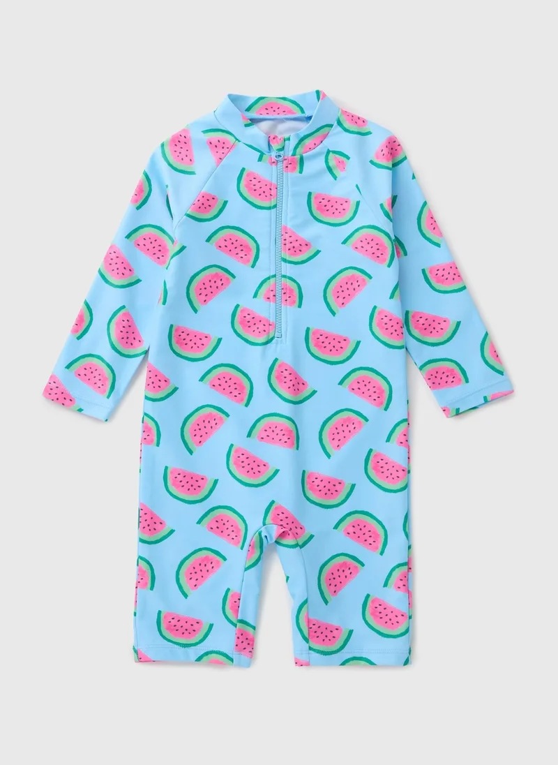 Matalan Girls Blue Watermelon Surf Suit