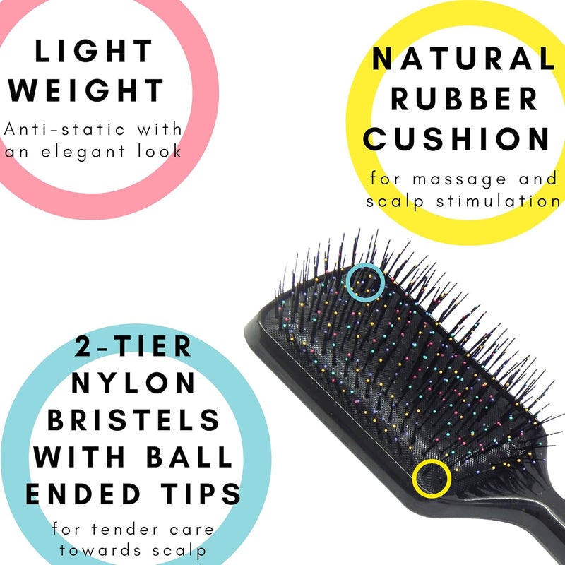 Scarlet Line Professional Styler Detangling Hair Brush Tangle Tamer Detangler for Wet n Dry Hair Tangle Teaser Comb Brush Paddle Detangler Brush - Image 3