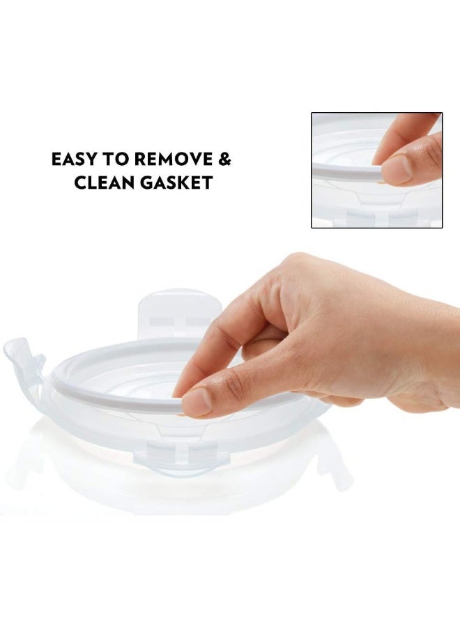 BOROSIL Prime Glass Lunch Box Set Of 2, 400 Ml, Round, Microwave Safe Office Tiffin, Blue, Transparent - Image 3