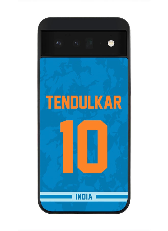 Stylizedd - Rugged Black Edge Case for Google Pixel 6 5G, Slim fit Soft Case Flexible Rubber Edges Thin Cover - Player Name - Sachin Tendulkar, Jersey Number- 10 - Image 1