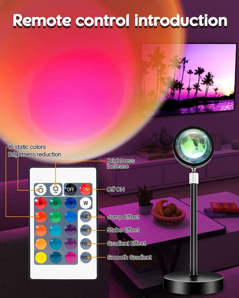 Desidiya® Sunset Lamp Projection: Romantic 16 Colors Changing Night Light with Remote for Family Atmosphere, Perfect for Adults, Children, Couples, Bedroom. - Image 4