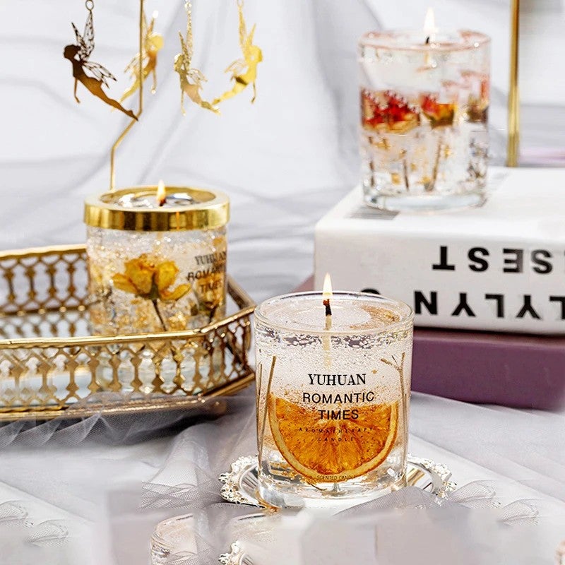 Y&D Valentine's Day Gift - Scented Jelly Candles with Dried Flowers & Essential Oils - Gel Wax Home Fragrance Candles - Image 2