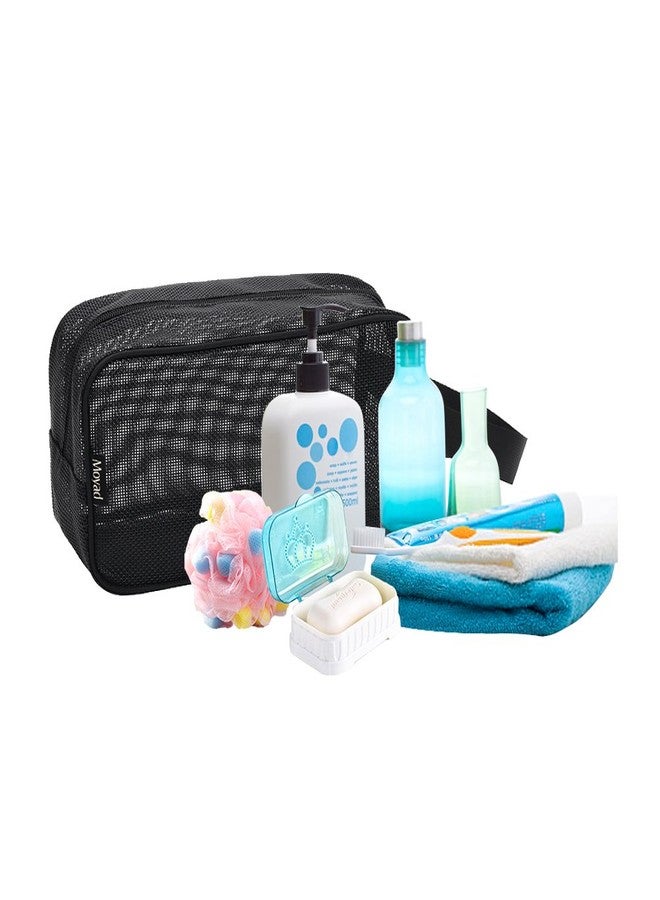 Moyad Mesh Shower Caddy Portable Toiletry Bag College Dorm Room Essentials for Girls Guys Gym Bag Camping Organizer Hanging Bathroom Mesh Bag, Black - Image 4