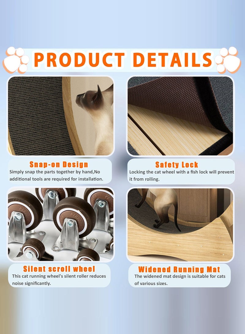 Kidle Pet Cat Treadmill Large Pet Silent Treadmill With Carpeted Runway Cat Exercise Wheel Cat Running Roller Silent Sports Fitness Large Cat Climbing Frame Cat Wheel Kitten Toy For Indoor Cats 70x30x97 Cm - Image 3