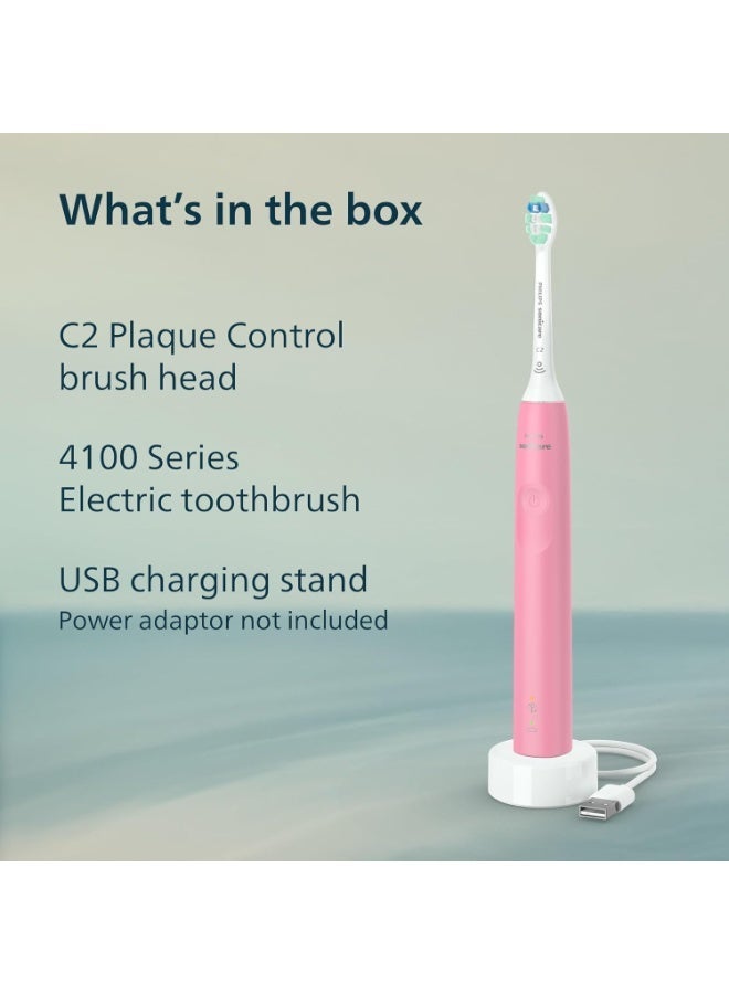 Philips 4100 Power Toothbrush, Rechargeable Electric Toothbrush with Pressure Sensor, pink - Image 2