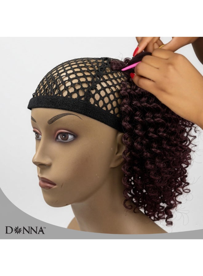 DONNA XL Crochet Wig Cap with Combs Extra Large Net Cap for Crochet Braids Wig Making and Weaves Dual Net Size for Secure Fit and Easy Installation Breathable Stretch Fabric for Comfort Black - Image 4