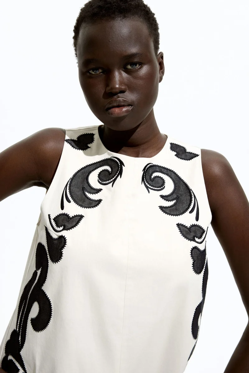 اتش اند ام فستان مطرز بقصة مستقيمة