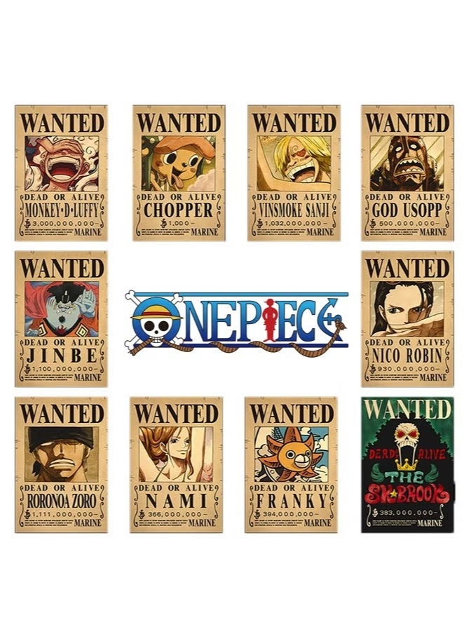 OMEVE 10-Piece One Piece Anime Poster Wall Sticker - Image 2