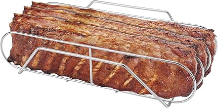 SOLIGT Extra Long 304 Stainless Steel Rib Rack for 18Ã¢â‚¬Â or Larger Grills - Holds up to 3 Full Racks of Ribs - Image 1