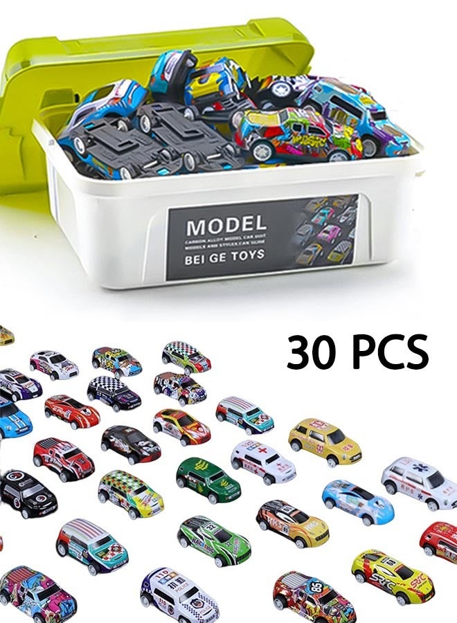 30 Pcs Alloy Diecast Car Small Car Toy For Boys Sliding Inertia Pull Back Vehicle Toy Friction Powered Cars For Kids Aged 3 Years + Hand-Eye Coordination  - Image 1