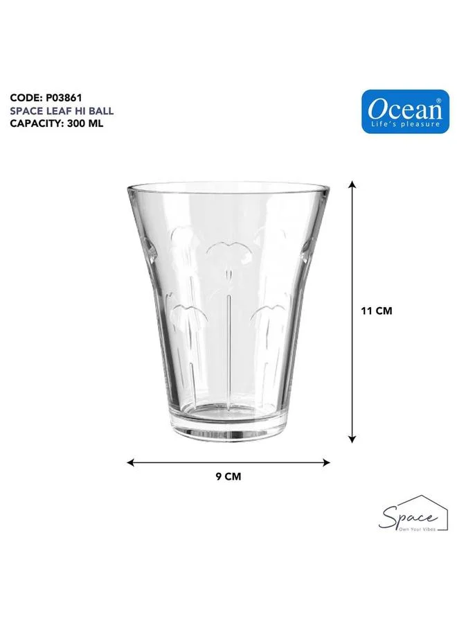 أوشن 6-Piece Space Leaf Hi Ball Glass Set, 300ml