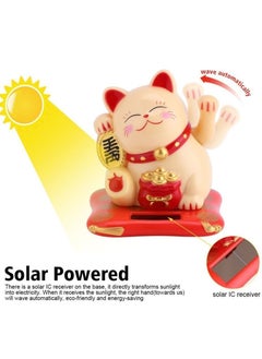Y&D Solar Powered Waving Cat, Good Luck Welcoming Dashboard Decorations, for Home or Office Display, Gift Friends Colleagues (White)  - Image 2