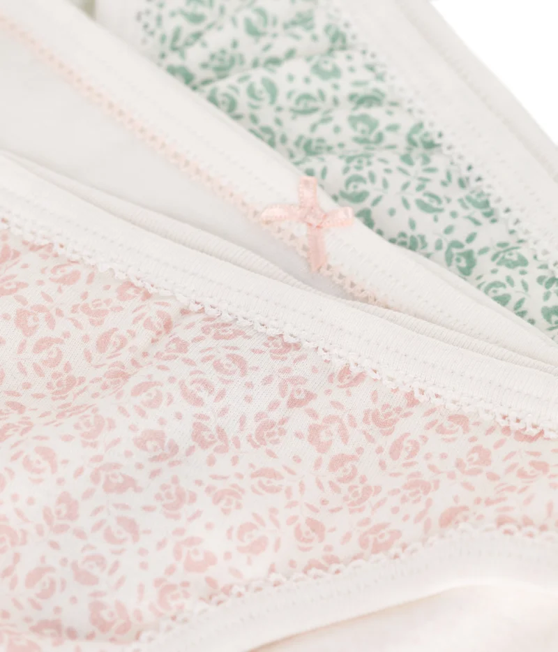 Petit Bateau Set of 3 children's floral cotton panties