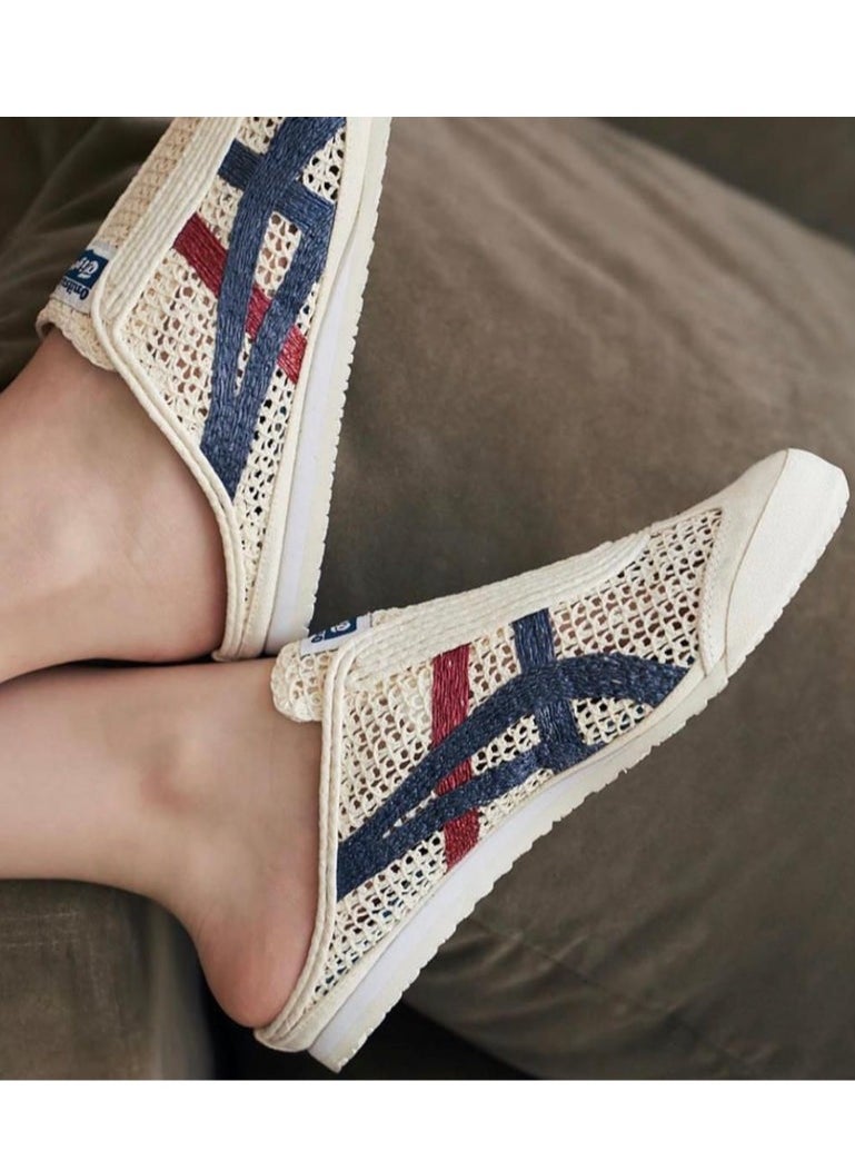 Onitsuka Tiger Sabot Slip-On Athlesiure Sandals Beige/Red/Blue For Men/Women/Students  - Image 4