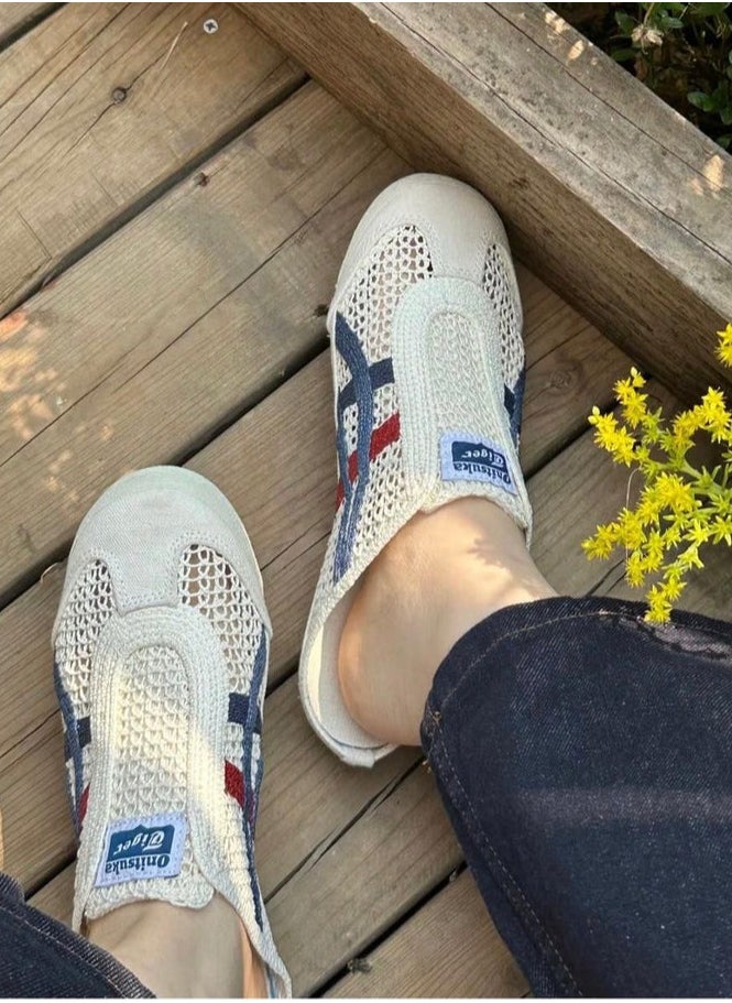 Onitsuka Tiger Sabot Slip-On Athlesiure Sandals Beige/Red/Blue For Men/Women/Students  - Image 3