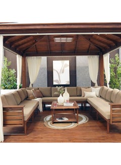 DANUBE HOME Royal Wooden Gazebo Pergola With 9 Seater Capacity Weather Resistant Garden Canopy Modern Design Outdoor Furniture - Brown - 4.4X4.4X3.4 M  - Image 2