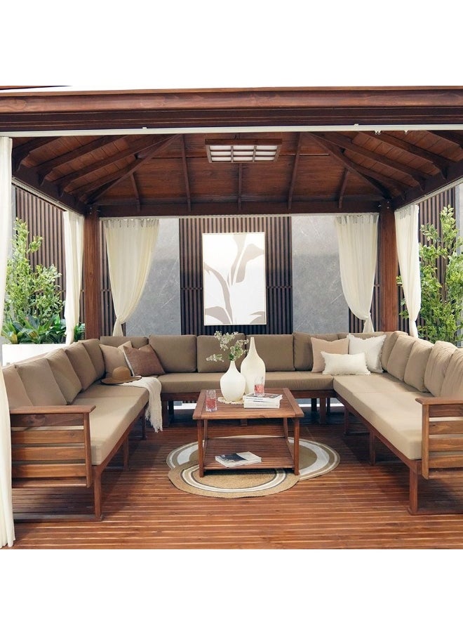 DANUBE HOME Royal Wooden Gazebo Pergola With 9 Seater Capacity Weather Resistant Garden Canopy Modern Design Outdoor Furniture - Brown - 4.4X4.4X3.4 M  - Image 2