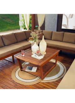 DANUBE HOME Royal Wooden Gazebo Pergola With 9 Seater Capacity Weather Resistant Garden Canopy Modern Design Outdoor Furniture - Brown - 4.4X4.4X3.4 M  - Image 4