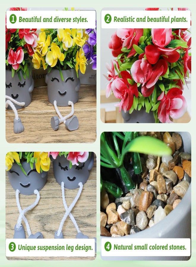 Zerzsy 3 Pack Small Artificial Faux Plants Indoor Summer Spring Decor Fake Plant Flowers with Hanging Leg for Table Decorations Home Office Desk Shelf Decorations - Image 5