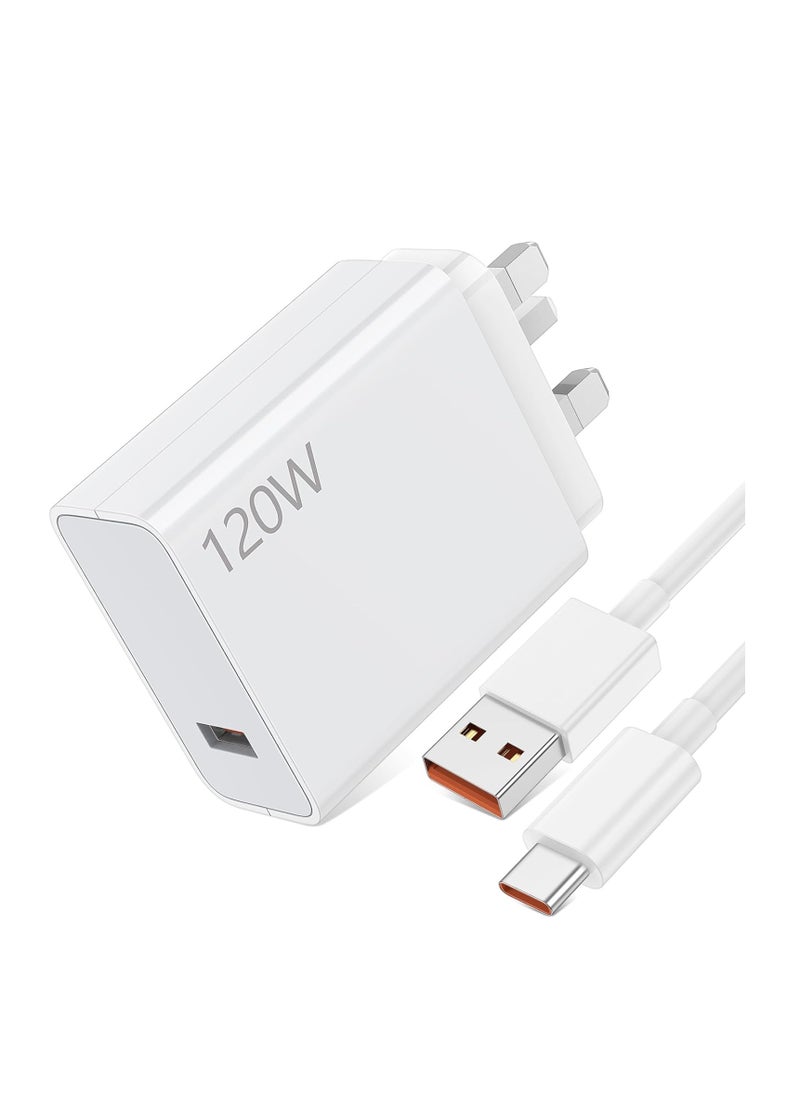 Generic كابل شحن 6A/1M 120W، شاحن حائط بريطاني، كابل USB C، شحن توربو لـ Xiaomi 14 Ultra 13T Pro 13 12T 12 Pro 11T Redmi Note 12 Pro 11 Mi 11 POCO  - Image 1