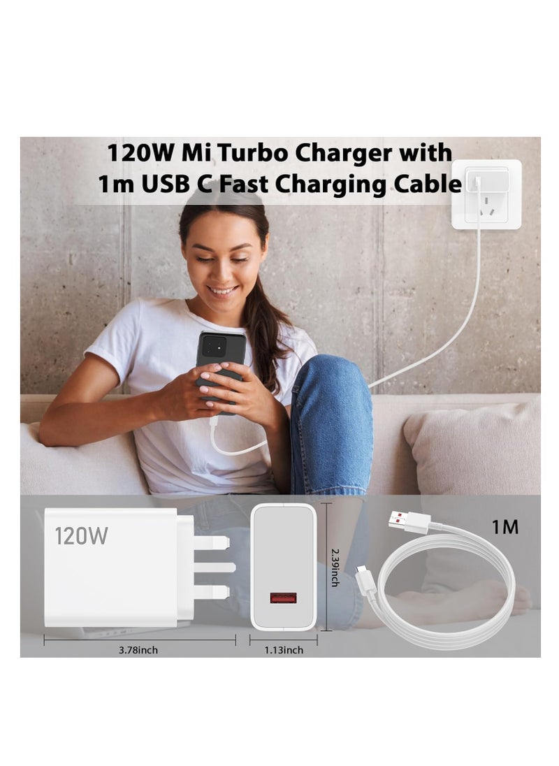 Generic كابل شحن 6A/1M 120W، شاحن حائط بريطاني، كابل USB C، شحن توربو لـ Xiaomi 14 Ultra 13T Pro 13 12T 12 Pro 11T Redmi Note 12 Pro 11 Mi 11 POCO  - Image 4