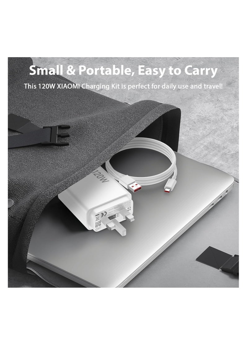Generic كابل شحن 6A/1M 120W، شاحن حائط بريطاني، كابل USB C، شحن توربو لـ Xiaomi 14 Ultra 13T Pro 13 12T 12 Pro 11T Redmi Note 12 Pro 11 Mi 11 POCO  - Image 3