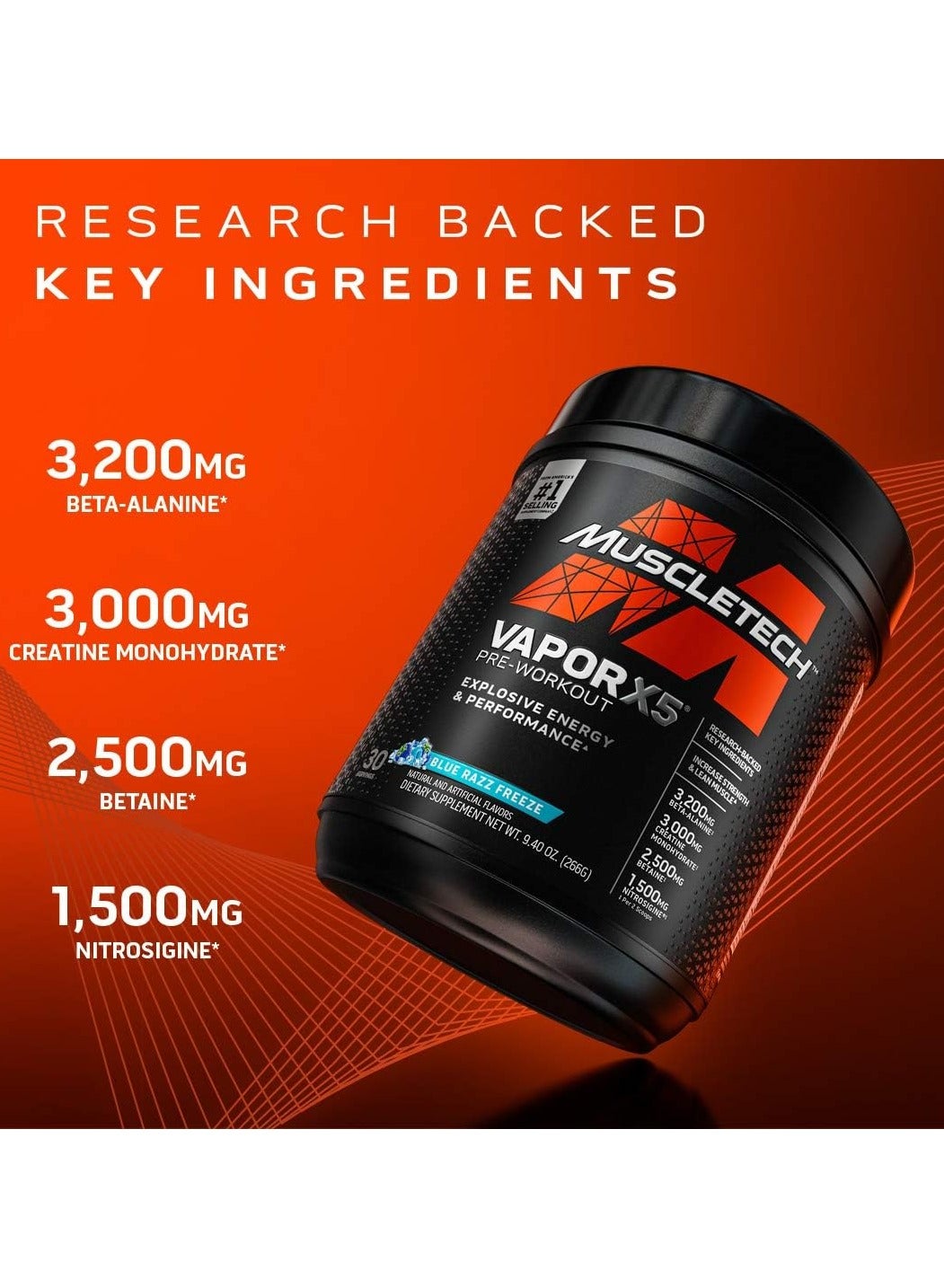 Outrage Pre-Workout Blue Raspberry 30 Servings