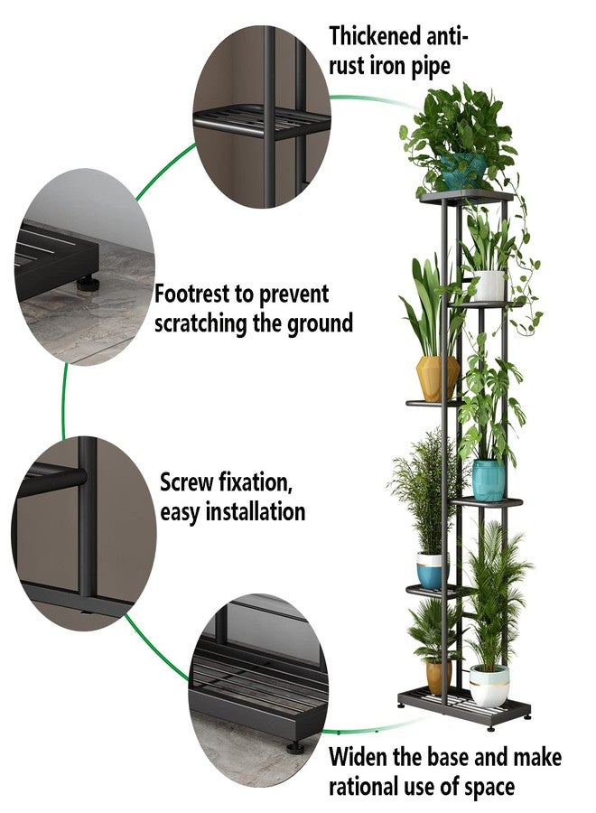 LINZINAR Metal 6 Tier 7 Potted Plant Stand Indoor Outdoor, Dark Grey - Image 5