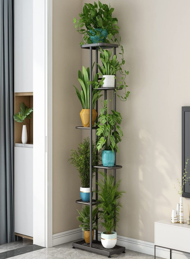 LINZINAR Metal 6 Tier 7 Potted Plant Stand Indoor Outdoor, Dark Grey - Image 3