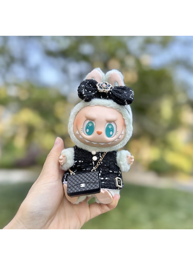 The First And Second Generation Labubu Sitting Party Doll Sitting Posture 17cm Macaron Blind Box Doll Clothes Cloth Clothes-Specifications:The First And Second Generation Labubu Baby Clothes Clothes [no Doll]-Color:White Small Fragrance [headwear + Clothes + Backpack + Shoes  - Image 3
