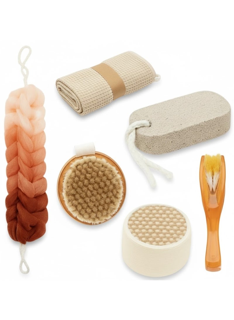 Lukadah Premium 6-in-1 Bath and Shower Exfoliation Set | Complete Body Scrubber Kit with Back Scrubber Strap, Loofah, Bath Brush & Exfoliating Handheld Sponges - Deep Cleaning Shower Accessories for Men & Women | Full Body Spa Set - Image 1