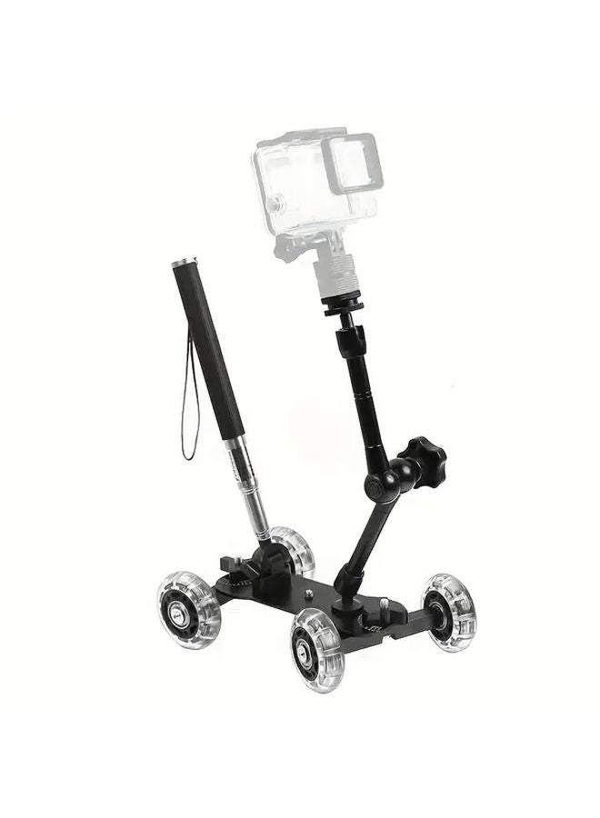 Mini Camera Car Stabilizer Dolly With Magic Hand Push Rod For DSLR Video Shooting - Image 2