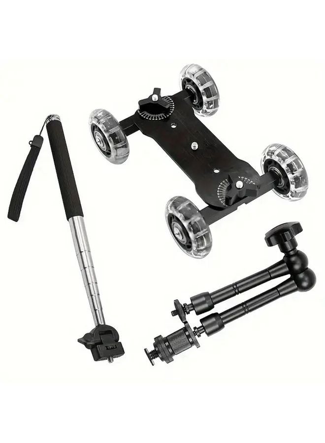 Mini Camera Car Stabilizer Dolly With Magic Hand Push Rod For DSLR Video Shooting - Image 5