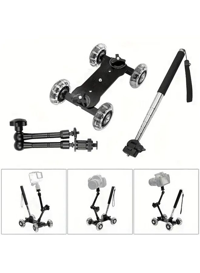 Mini Camera Car Stabilizer Dolly With Magic Hand Push Rod For DSLR Video Shooting - Image 4
